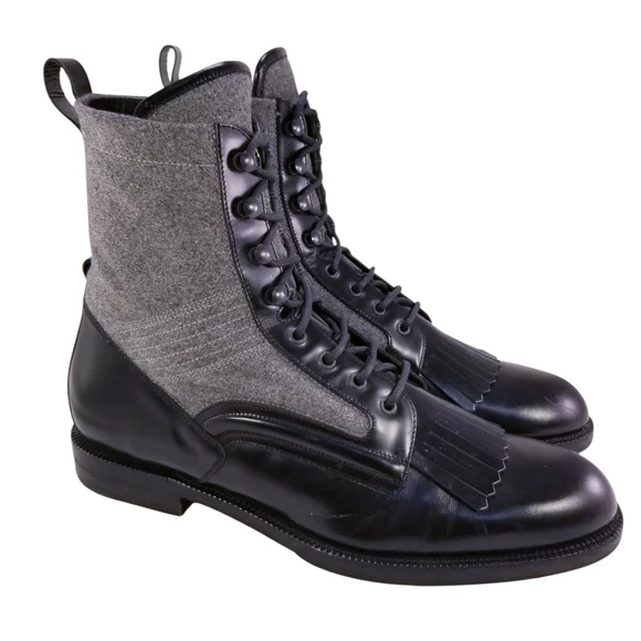 Black and Gray Men\'s Boots BY JIMMY CHOO Rowan Derby Boot | Black Box Calf Leather Boots with Metal  main image 2